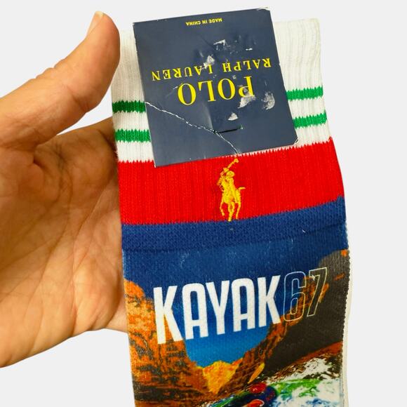 Polo Ralph‎ Lauren Big Water Kayak Ride Racing Crew Socks - Picture 2 of 4